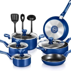 13 Pcs. Nonstick Kitchen Cookware PTFE/PFOA/PFOS-Free Heat Resistant Kitchenware Set w/Saucepan, Frying Pans, Cooking Pots - Image 4