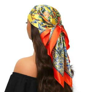 Head Scarf Women Luxury Brand Square 90*90cm Silk Foulard Satin Bandana Cheveux Soft Neckerchief Hijab Hair Scarves For Ladies - Image 5