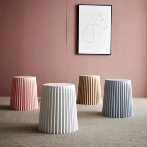 Nordic Plastic Stool, Thickened Round Stools for Living Room, Fashionable, Beautiful Corrugated Bucket, Cut Surface Stool - Image 2