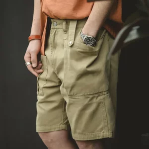Maden Vintage Big Pocket Cargo Shorts Men's Amekaji Casual P37 Short Pants Summer Plain 100% Cotton Tactical Shorts - Image 3