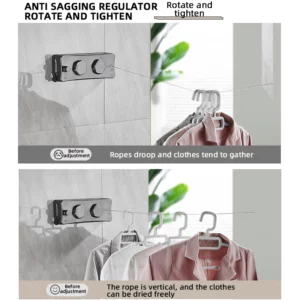 New Style Clothes Line Dryer Bathroom Drying Rack Clothes Rack Laundry Drying Hanger Double Layer WB3029 - Image 4
