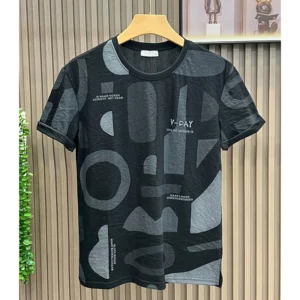 Fashion O-Neck All-match Printed Letter T-Shirts Men's Clothing 2025 Summer New Loose short Sleeve Korean Tops Casual Tee Shirt - Image 2