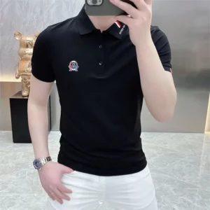 Trend Fashion Men Polo Shirts Summer Solid Lapel Embroidery Badge Button Smart Casual All-match Short Sleeve Slim T-shirt Tops - Image 2