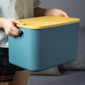 Large Plastic Clothing Storage Box Toys Organizer Container Vertical Stripes Home Storage Bins With Lid Side Handle Makeup Box - Image 3