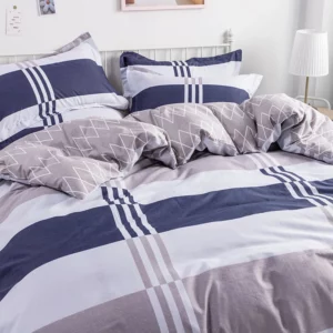 3PC 100% Cotton Duvet Cover Set Striped Printing 1PC Duvet Cover 2PC Pillowcase Cotton Soft Skin Friendly Bedding - Image 2