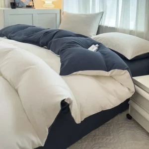 2-side Solid Color Brush Fabric Bed Set 4 Pieces Duvet Cover Pillowcase Bedding Set Bed Sheet Quilt Cover Single Queen King Size - Image 2