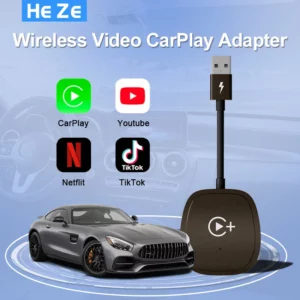 Wireless Video Carplay Adapter with Netflix/YouTube/ TikTok for OEM Wireless CarPlay Cars - Image 1