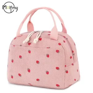 Corduroy Lunch Bag Thermal Insulation Lunch Box Storage Handbag Multifunctional Kid School Cooler Bag Picnic FoodPouch Loncheras - Image 4