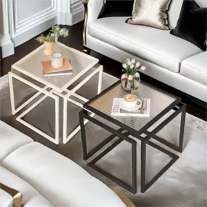 Tea Table Living Room Household Tea Table Small Apartment Light Luxury Modern Glass And Iron Balcony Bedroom Seating Area New - Image 1