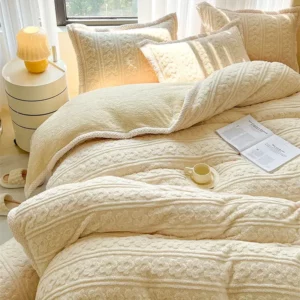 Winter Warm Velvet Bed Linen Bedding Set Plush Four-Piece Bed Sheets Set Comfort Sets Solid Couple Bed Quilt Cover Bedspread - Image 3
