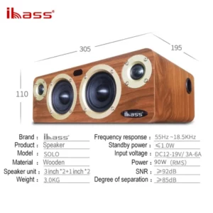 Ibass 90W High quality Bluetooth Speaker Wooden Desktop K-song Audio Mobile Phone Computer Car TV Home Multifunctional Subwoofer - Image 6