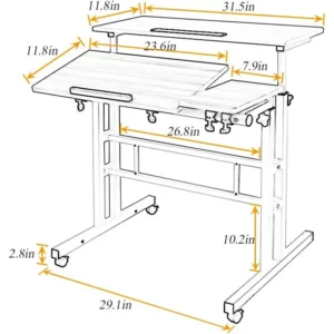 Mobile Standing Desk, Portable Stand Up Desk, Small Adjustable Standing Desk Converter with Wheels Home Office Workstation - Image 4