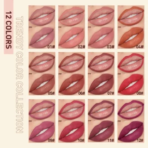 QIBEST 2pcs Lipstick Lipliner Pen Set Matte Velvet Lip Liner Pencil Contour Makeup Sexy Red Lip Stick Long Lasting Cosmetics - Image 2