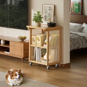 Simple Japanese Style Bamboo Sofa Table Living Room Removable Coffee Table Small Cart Bedroom Bedside Table Furniture - Image 2