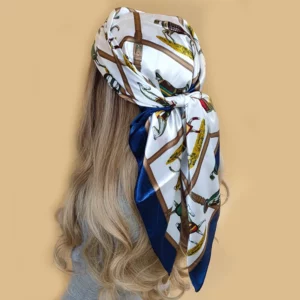 Head Scarf Women Luxury Brand Square 90*90cm Silk Foulard Satin Bandana Cheveux Soft Neckerchief Hijab Hair Scarves For Ladies - Image 3