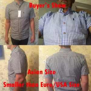 Mens Red Small Plaid Shirts Summer Short Sleeve Cotton Dress Shirts Business Casual Button Down Chemise Homme Camisa Masculina - Image 3