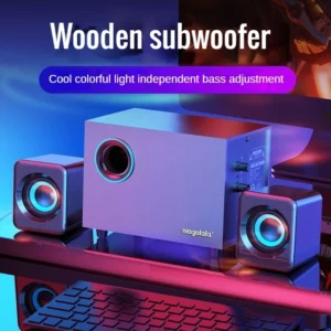USB Wired Bluetooth Computer Speaker Home 2.1 Channel Wooden Desktop Subwoofer Active Audio 3D Surround Sound Bass Game Speakers - Image 2