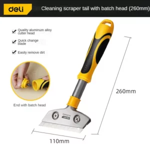 Deli New Good Quality Stainless Steel Wallpaper Paint Tiles Flooring Scraper 600 mm Remover With Blade Household Cleaning Tools - Image 2