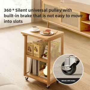 Simple Japanese Style Bamboo Sofa Table Living Room Removable Coffee Table Small Cart Bedroom Bedside Table Furniture - Image 3
