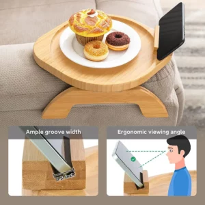 Sofa Arm Tray Couch Arm Clip Table Portable Couch Cup Holder Portable Sofa Armrest Tray for Snacks Drinks Remote Control Coffee - Image 3