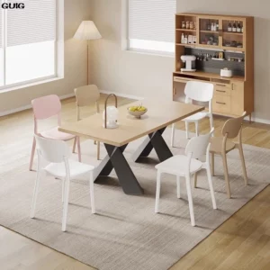 GUIG Home Thickened Plastic Chair Can Be Stacked Long Sitting Comfortable Dining Table Chair Designer Creative Backrest Stool - Image 3