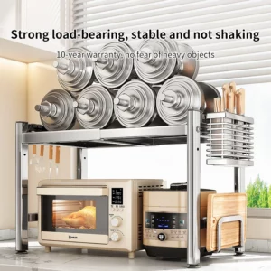 Expandable Microwave Oven Rack Shelf Kitchen Tableware Storage Counter Rice Cooker Stand Organizer Cutting Board Holder Shelves - Image 2
