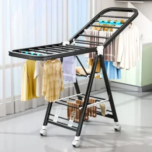 Carbon Steel Clothes Drying Rack, Floor Folding, Household Clothes Drying Pole, Balcony, Simple Rack - Image 2