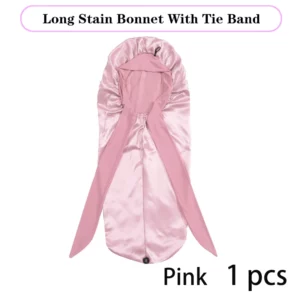 Soft Silky Long Satin Bonnet For Natural Hair And Curly Hair Extra Large Size Hair Cap With Tie For Comfortable Night Sleep 1Pcs - Image 4