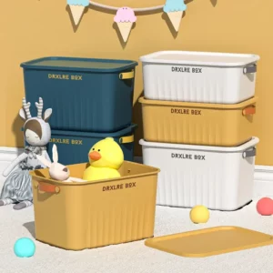 Desktop Plastic Storage Box with Lid Sundries Cosmetics Jewelry Kitchen Organizer Toy Storage Baskets Containers Home Supplies - Image 2