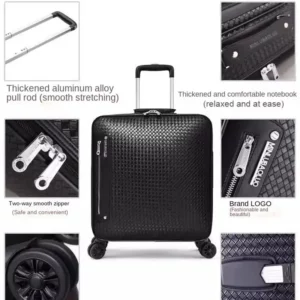 Genuine Leather Trolley Case 20 Inch Men's Business Boarding Suitcase Universal Wheel Luggage Bag 16 Inch Woven Pattern Leather - Image 4
