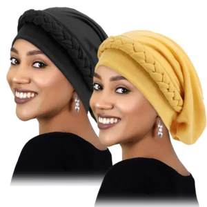 2PCS/LOT New Women's Braid Elastic Turban Muslim Twist Fashion Hat Cancer Hat Chemo Cap Head Wrap Cover Hair Islamic Headwear - Image 6