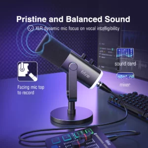 FIFINE USB/XLR Dynamic Microphone with RGB Control/Headphone jack/Mute,MIC for PC Gaming Recording Streaming AmpliGame-AM8 - Image 2