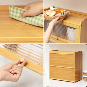 Multipurpose Wood Countertop Bathroom Cabinet for Kitchen with 2 Window Doors Storage for Spice Jars Vanity Beauty Accessories - Image 5