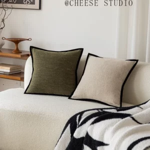 French Medieval Style Pillowcase Black Border Retro Green Cushion Cover American Style Living Room Sofa Decor Waist Pillow Cover - Image 5