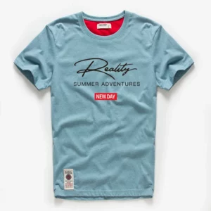 Men's T-shirt Cotton White Blue T Shirt Men Autumn Summer Causal O-neck Basic Tshirt Male High Quality Classical Tops Designer - Image 1