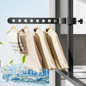 Foldable Rotatable Black Clothes Rack Clothes Hangers Wall Mounted Hanger Drying Rack SpaceSaving Aluminum Clothes Organization - Image 6