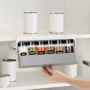 Kitchen Spice Rack Self-adhesive Wall-mounted Under-Shelf Seasoning Bottle Storage Rack Spice Organizer Kitchen Storage Rack - Image 3