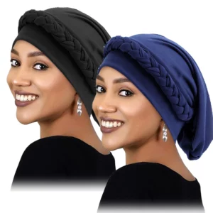 2PCS/LOT New Women's Braid Elastic Turban Muslim Twist Fashion Hat Cancer Hat Chemo Cap Head Wrap Cover Hair Islamic Headwear - Image 3