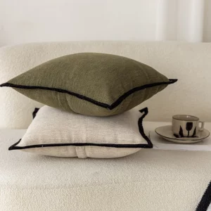 French Medieval Style Pillowcase Black Border Retro Green Cushion Cover American Style Living Room Sofa Decor Waist Pillow Cover - Image 3