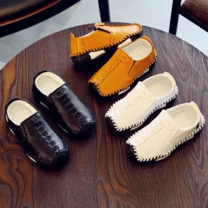 Children England Style Boys Leather Shoes Baby Fashion Sewing Casual Shoes PU Leather Autumn Soft Sole Sneakers Slip On B06061 - Image 3