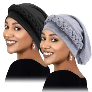 2PCS/LOT New Women's Braid Elastic Turban Muslim Twist Fashion Hat Cancer Hat Chemo Cap Head Wrap Cover Hair Islamic Headwear - Image 5