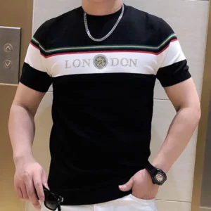 Summer O-neck Top Tee Stitching Men T Shirt Breathable Hot Drill Short Sleeve T-Shirt Social Club Outfits Streetwear Tee Shirt - Image 2