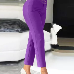 Women Chic Fashion With Seam Detail Office Wear Pants Vintage High Waist Zipper Fly Female Slim Trousers Mujer Solid Suit Pants - Image 3