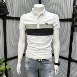 Fashion Lapel Short Sleeve Spliced Letter Embroidery T-Shirts Men Clothing 2024 Summer New Loose Casual Tops All-match Tee Shirt - Image 3