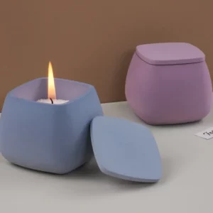 Candle Cup Square with Lid Square Gypsum Silicone Mold DIY Aromatherapy Candle Holder Decoration Ornament Storage Jar Resin Mold - Image 5