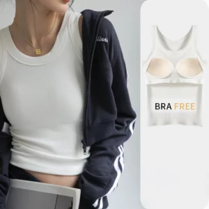 Modal Ribbed Camisole with Padded Bust Women Sleeveless Undershirt Summer Solid Color Outerwear Concealing Side Cleavage C4875 - Image 5