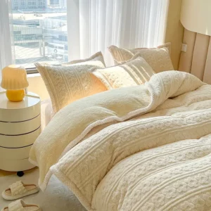 Winter Warm Velvet Bed Linen Bedding Set Plush Four-Piece Bed Sheets Set Comfort Sets Solid Couple Bed Quilt Cover Bedspread - Image 2