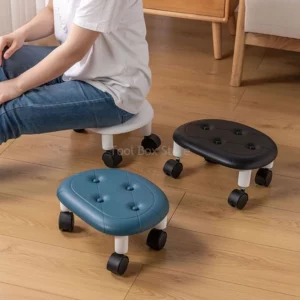 Low Rolling Stool Household Pulley Chair Footstool 360 Degree Rotating Stool Seat with Wheels Children Shoe Changing Stool - Image 1