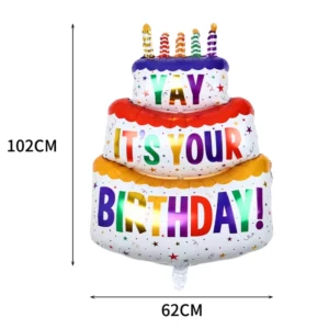 3-Layer Large Cake Balloons Happy Birthday Cartoon Bear Cake Foil Balloons for Kids Birthday Party Decoration Props Ballon Toys - Image 6