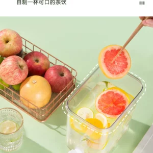 Use Refrigerator Kitchen Cold Water Jug With Faucet 4.5L Large Capacity Lemon Fruit Juice Jug Plastic Thickened Cold Water Bucke - Image 6